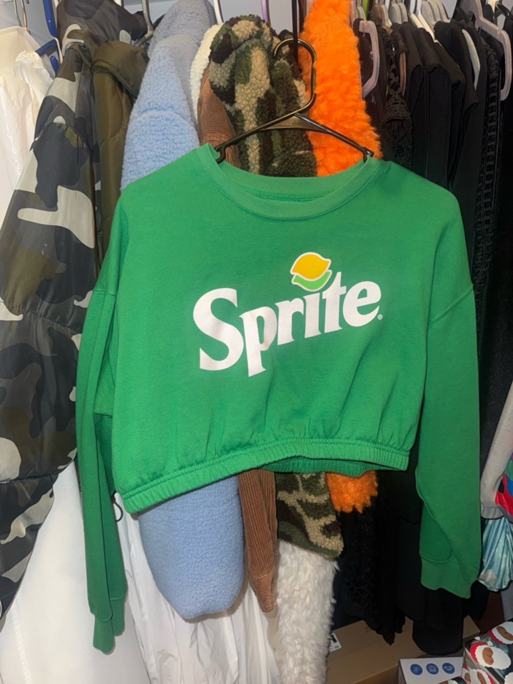 Coca Cola Green Sprite Cropped Crewneck Sweatshirt
